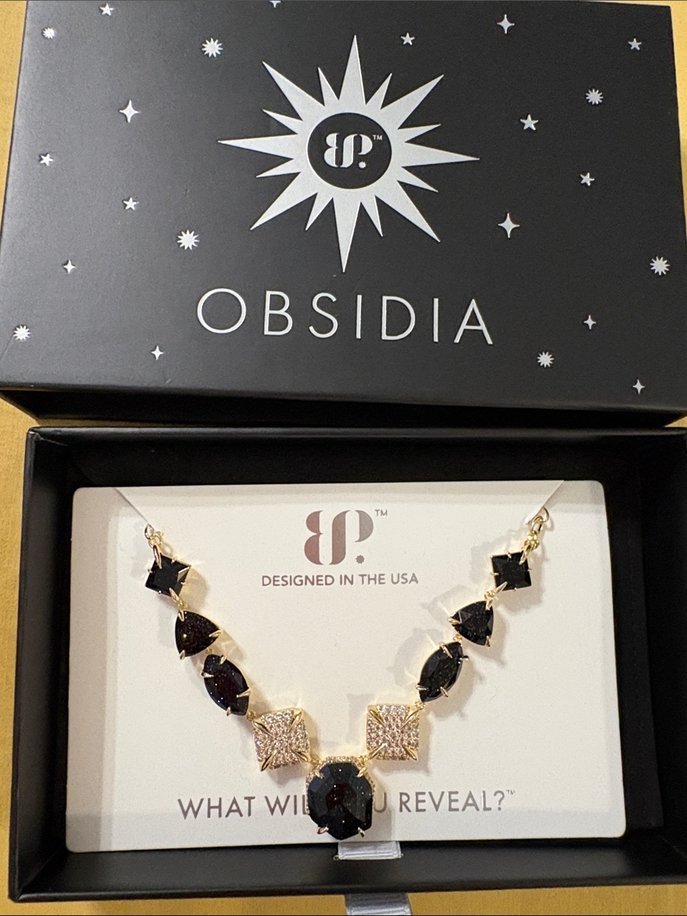 Obsidia Gold-Plated Black Stone Statement Necklace